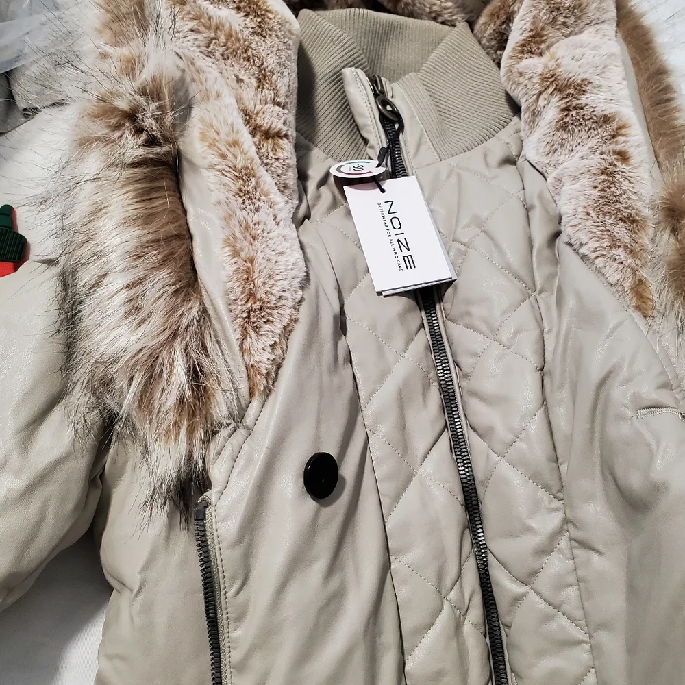 Noize Beige Faux Fur Trimmed Jacket - Picture 4 of 10